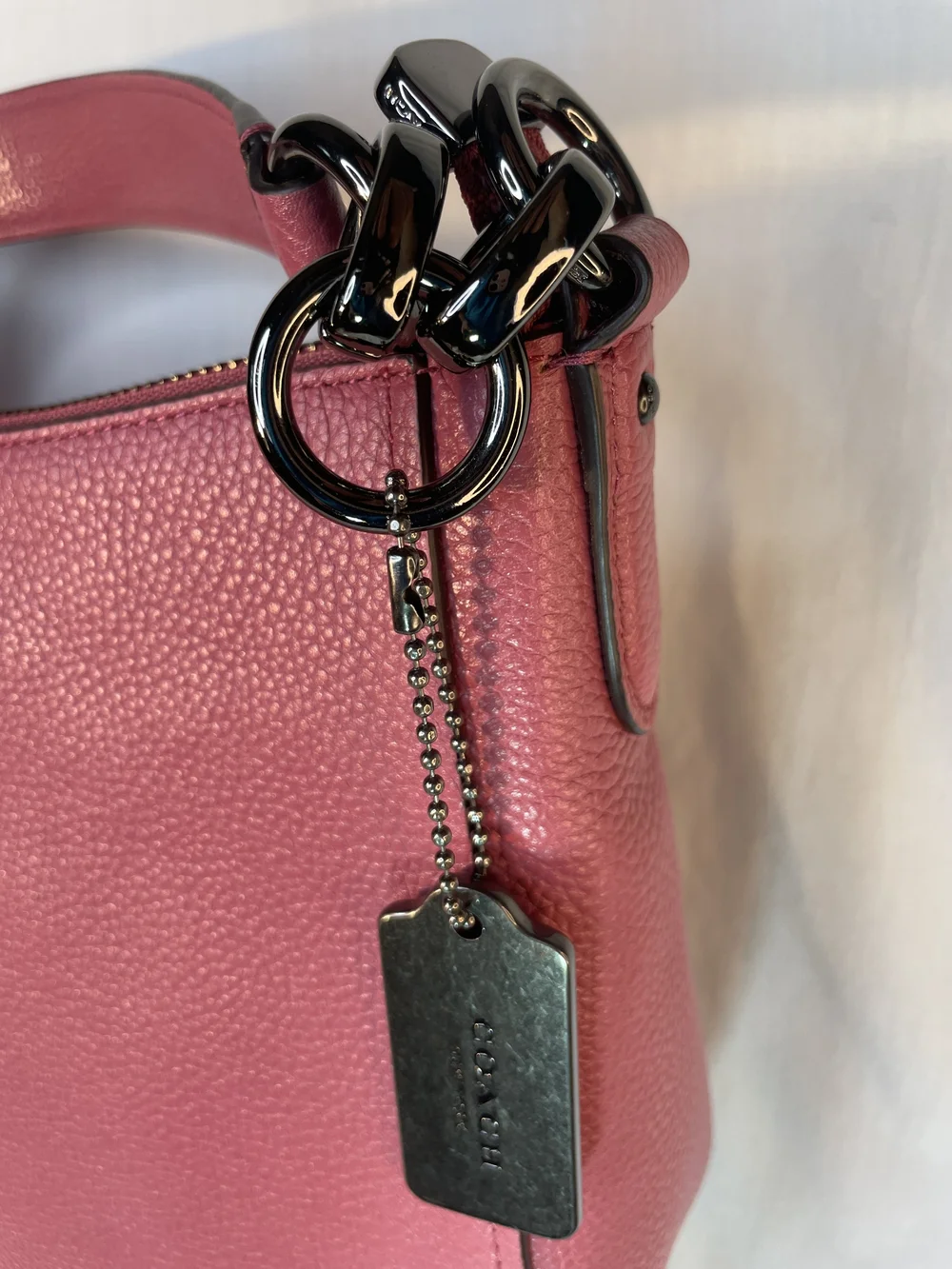 Coach Chelsea Pebbled Leather Hobo Bag in Rose Pink/Pewter F58036